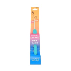 Szydełko teflonowe z ergonomiczną rączką - Easy Grip - 4,00 mm x 14 cm - 56805 - PONY